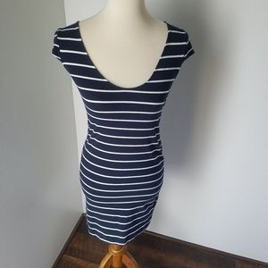 H&M Navy striped scoop neck dress
